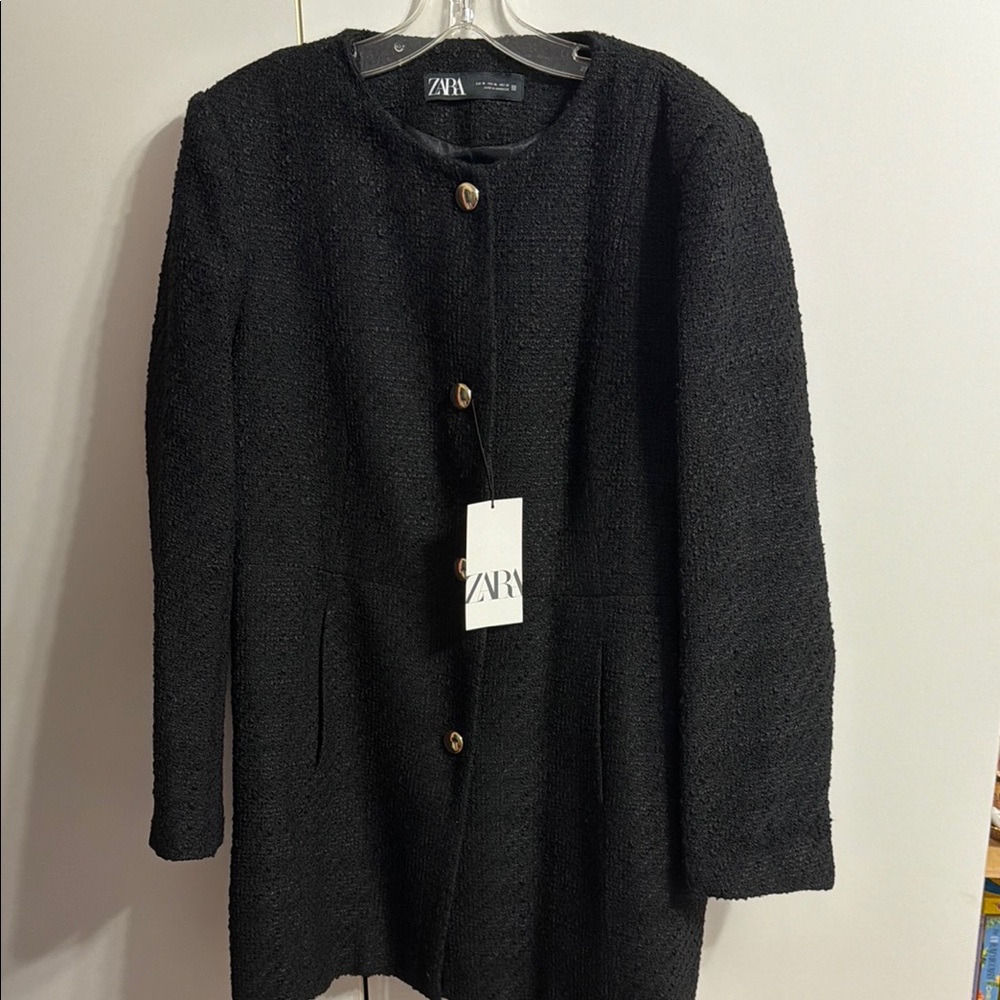 Zara Women's Black Textured Blazer